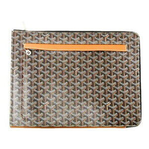 GOYARD Sorbonne Clutch Bag Shoulder Canvas Leather Black Brown